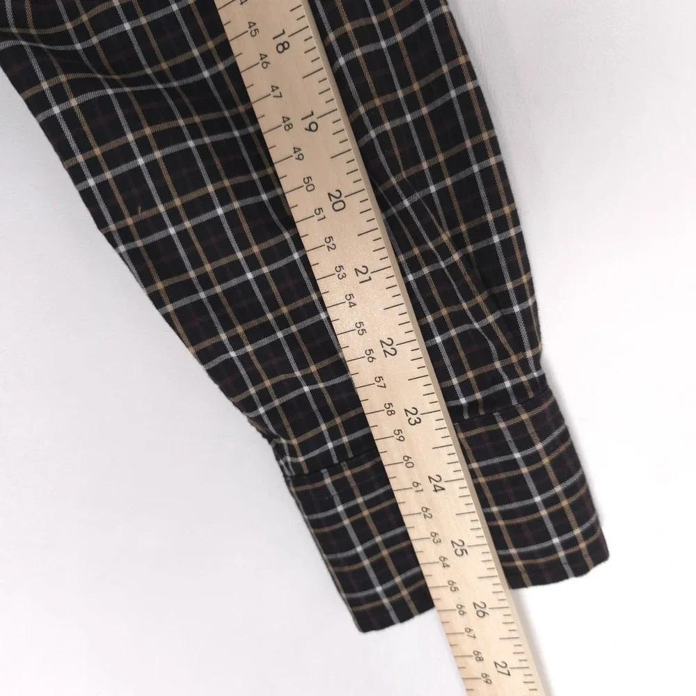 POLO RALPH LAUREN Plaid MEDIUM Shirt Classic Fit Brown Black‎ 100% Cotton